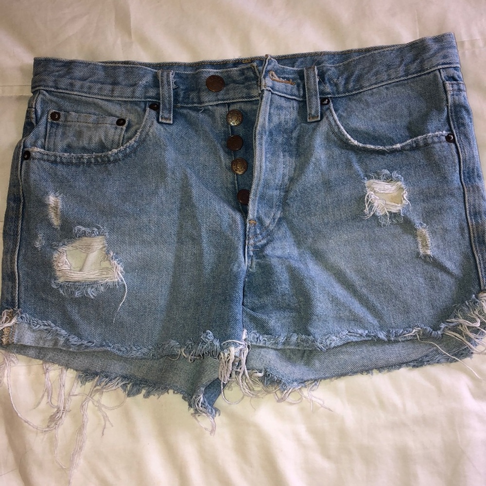 BDG Denim Light Wash Hi-Rise Girlfriend Shorts
